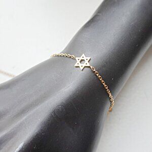 Religious Jewish Star Of David Gold Charm Bracelet NEW